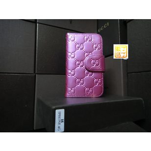 Patent Leather GG Embossed Iphone Cover (Short Direction Open)