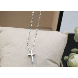 Silver Large Cross Charm Necklace