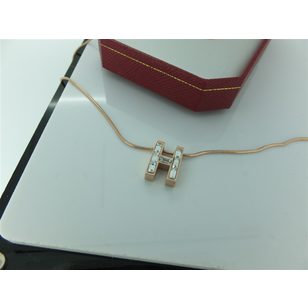 H Letter with Diamond Pendant Necklace