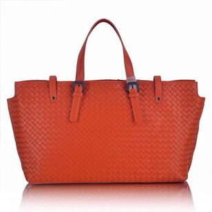 Orange leather tote