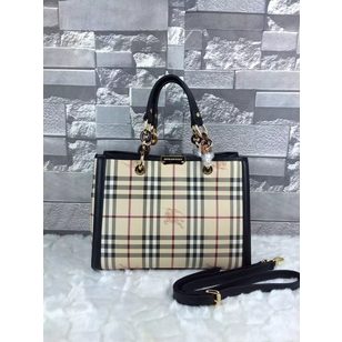 Horse check original leather chain tote bag