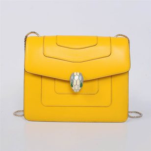 Yellow Leather Serpenti Snake Closure Medium Bag