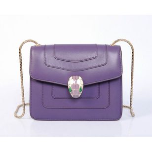 Purple Leather Serpenti Snake Closure Bag