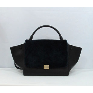 Small Trapeze Bag Fur Dark Blue /Black