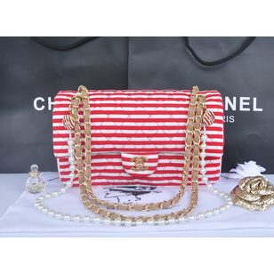 strip fabric original leather lining with pearl flap bag