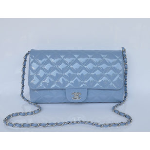 Baby Blue Patent Leather Flap Bag