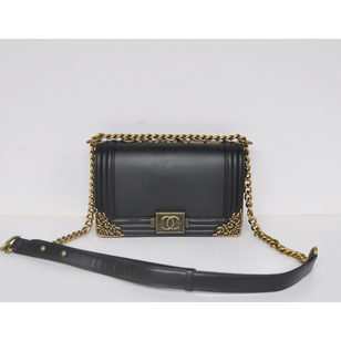 Black cow hide leather flap bag