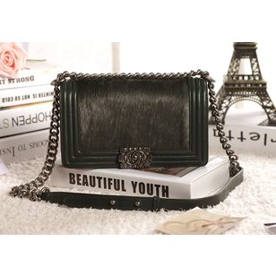 Original imported leather fur flap bag