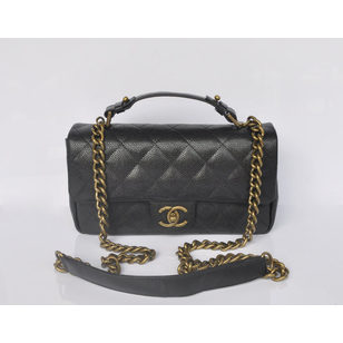 Black Caviar Leather Flap Bag