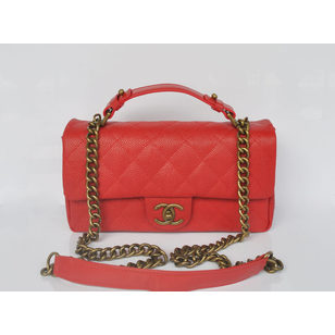 Red Caviar Leather Flap Bag