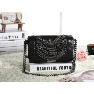 Imported original leather chain flap bag