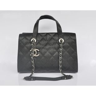 Black caviar leather handle bag