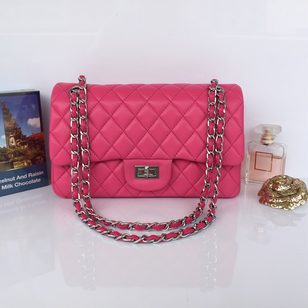 Fuchsia lamb skin leather reissue flap bag