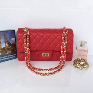 Red lamb skin leather reissue flap bag