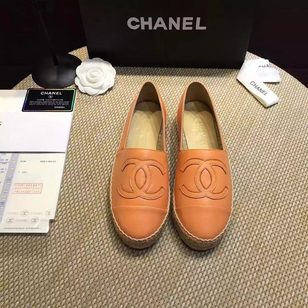 orange lambskin leather espadrilles loafers