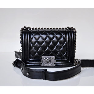 Black Leather Quilting  Mini Flap Shoulder Chain Bag