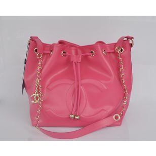 Fuchsia cow hide leather bucket bag