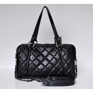 Black Quilting Lamb Skin Leather Chain Shoulder Bag