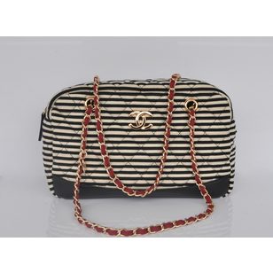 Stripe fabric zipper tote