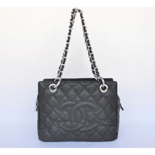 Quilting Double C Logo Top Zip Tote Chain Shoulder Bag