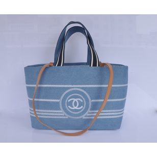 Denim shopping tote bag