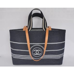 Denim large shopping tote bag