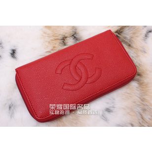 Zip Around Wallet Red Ball Skin Leather