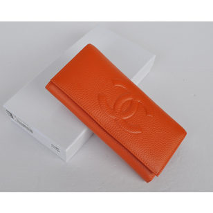 Leather double C log long wallet