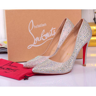 Shining rhinestone point head pump