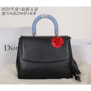 Leather flap handle bag