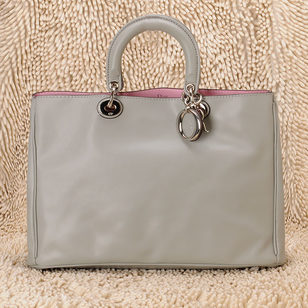 Diorissimo Gray Nappa Leather Handle Bag