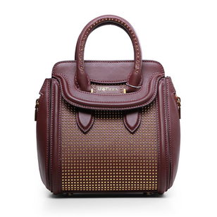 Heroine Claret leather rivets handle bag