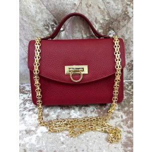 Leather flap chain shoulder bag