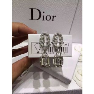 Silver square diamond pendant earrings