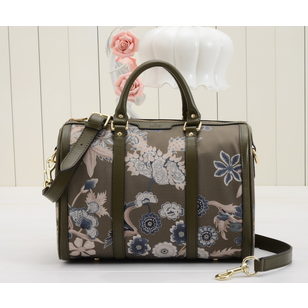 Flower pattern fabric boston bag