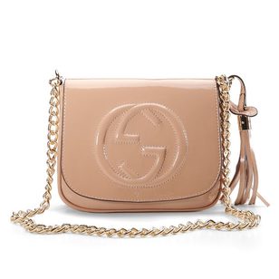 Beige soft patent leather Soho Chain Shoulder Bag