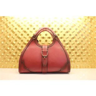 stirrup fango color leather top handle bag