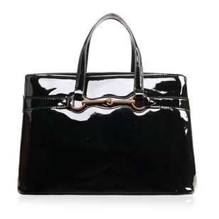 Black Real Pattern Leather Handle Bag