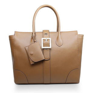 Beige leather handle bag