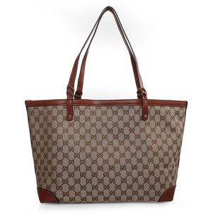 Fabric Leather Trim Tote Bag