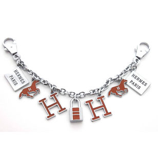 Nickel Metal Dark Orange Enamel Bag Chain