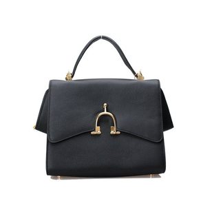 Black Leather Flap Handle Bag