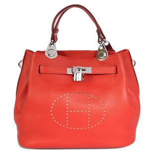 Red LYCHEE LEATHER Kelly 32cm