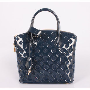 Fall Winter Blue Patent Lockit Handle Bag