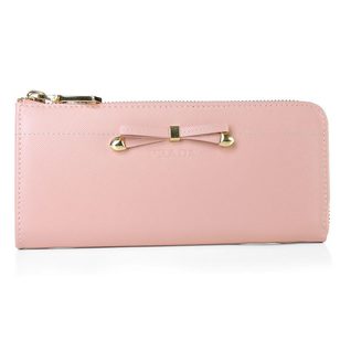 Light Pink Saffiano Leather Bowknot Wallet