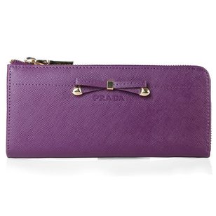 Purple Saffiano Leather Bowknot Wallet