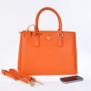 Orange Saffiano Leather Classic 33CM Medium Handbag