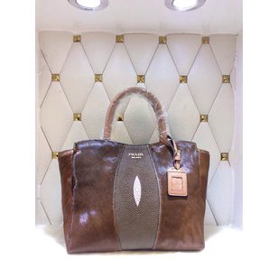 Calf hair leather handle bag