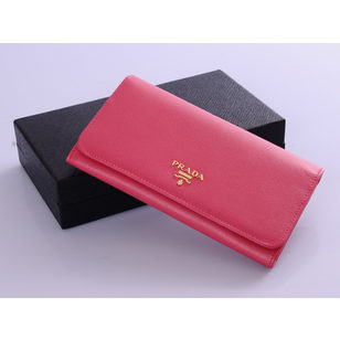 Saffiano Leather Button Clap Long Wallet