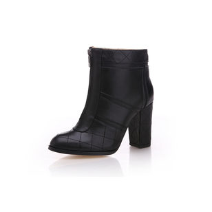 Quilting Black Leather Short Boot